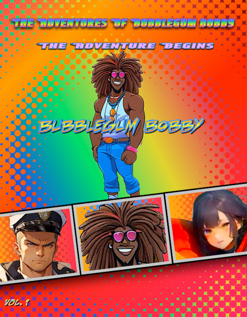 Super Bubblegum Bobby: Justice Awaits comic cover art - The Adventures of Bubblegum Bobby, the character series behind the free beat-em-up mobile game